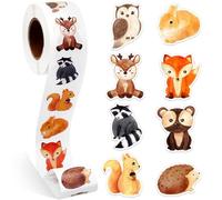 Dzxin Animal Autocollants, 500pcs Animal Récompenses Sticker, Autocollant Enfant, Gommettes Enfant, Motivation Autocollant Animaux pour Les Enfants, Adaptés à l'école (Animal de la Forêt)