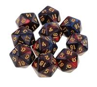 Dzxin DND Game D20 Lot de 10 dés polyédriques D20 en acrylique à 20 faces pour jeux de rôle et jeux de table (rouge + noir)