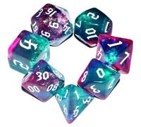 Dzxin DND - Lot de 7 dés polyédriques pour jeux de rôle de table Dungeons and Dragons Bleu et violet