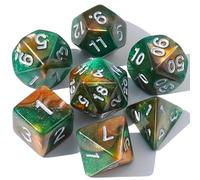 Dzxin DND Set de dés jdr, Lot de 7 dés Jeu de Role Donjon et Dragon dés, dés pour donjons et Dragons RPG MTG Jeux de rôle Jeux de Table (Vert+Orange)