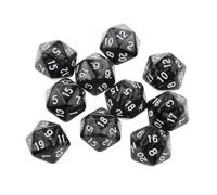 Dzxin Ensemble de dés D20 pour jeu DND, lot de 10 dés polyédriques D20 en acrylique de 20 mm, dés à 20 faces pour jeux de rôle RPG MTG DND, dés de table (Noir)