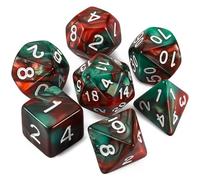 Dzxin Set De Dés Jdr, Lot De 7 Dés Polyédriques Pour Donjons Et Dragons, D&D, MTG, Pathfinder, Warshadow, Savage World, Yahtzee, En Acrylique, Vert + Rouge