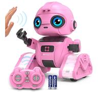 Dzxlin Robot Jouet pour Enfants - Rechargeable - Yeux LED et Musique - Robot RC avec capteur de gestes pour garçons à partir de 3, 4, 5, 6, 7, 8, 9, 10 Ans - Cadeau garçon (Rose)