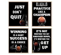 dzxnouart Lot de 4 affiches imprimées avec citations de motivation sur le thème du sport - Impression sur toile de basket-ball inspirante pour adolescent, sans cadre (21 x 30 cm)