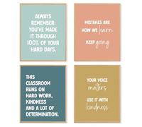 dzxnouart Lot de 4 affiches inspirantes pour bureau, salle de classe - Citations de motivation positives - Impression positive - Sans cadre (40 x 50 cm)