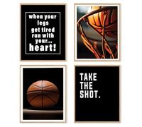 dzxnouart Lot de 4 affiches murales inspirantes de basket-ball avec citations positives sur le thème du sport pour décoration de chambre de garçons et d'adolescents, sans cadre (30 x 40 cm)