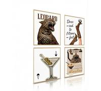 dzxnouart Lot de 4 affiches murales tendance léopard Preppy Cheetah Coquette Y2k pour chambre de fille, sans cadre (30 x 40 cm)