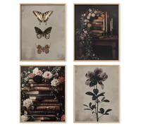 dzxnouart Lot de 4 affiches murales vintage florales, esthétiques, sombres, pour salle de classe, salle de lecture, bibliothèque, boîte de lecture, sans cadre (40 x 50 cm)