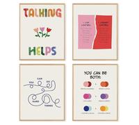 dzxnouart Lot de 4 affiches sur la santé mentale - Images de psychologie de motivation - Citations inspirantes - Pour le conseil, le bureau, la salle de classe, sans cadre (30 x 40 cm)