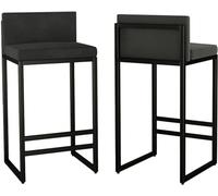 DZYHFCO ANram Lot de 2 tabourets de bar en velours avec dossier bas, îlot de cuisine rembourré avec repose-pieds pour chambre, hauteur : 65 cm, blanc (noir, 65 cm)