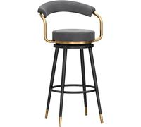 DZYHFCO Chaises de bar chic en velours avec dossier, sièges confortables et base en métal, parfaits pour les comptoirs de cuisine et les îles (gris, 1 pièce #C)