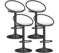 DZYHFCO Chaises de bar élégantes en velours avec dossier, sièges rembourrés et base en métal, parfaits pour les comptoirs de cuisine et les îles (blanc, pieds noirs)