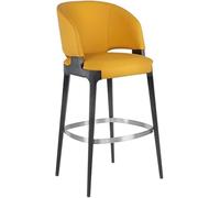 DZYHFCO Chaises de bar en cuir véritable pour petit déjeuner, Home Island, dossier simple et moderne, tabouret de cuisine minimaliste italien (jaune, B)