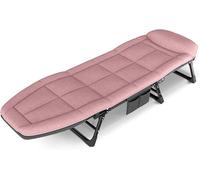 DZYHFCO DUANZEYUQA Chaise longue pliante, 5 positions réglables, chaise longue rembourrée pour jardin, plage, très résistante et inclinable (rose)