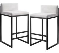 DZYHFCO Fauteuils de bar élégants avec dossier, sièges rembourrés en velours et base en métal, parfaits pour les comptoirs et les bars (blanc, 65 cm)