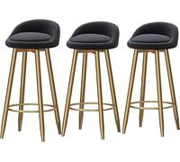 DZYHFCO Fauteuils de bar élégants avec dossier, sièges rembourrés en velours et pieds en métal, parfaits pour la cuisine et la maison (noir, 75 cm)