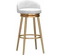 DZYHFCO Lot de 1/2 tabourets de bar pivotants avec hauteur de comptoir arrière, siège moderne en velours pour pub, 200 kg, blanc