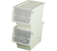DZYHFCO Lot de 2 boîtes de rangement en plastique pour articles divers de salon - Ouverture sur le devant - Vert clair