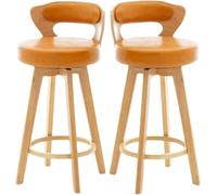 DZYHFCO Lot de 2 tabourets de bar à hauteur de comptoir pour îlot de cuisine 67 77 87 cm Chaise rembourrée moderne pivotante avec bois (J, 77 cm)