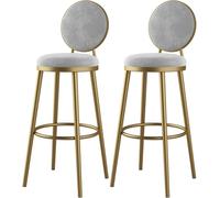 DZYHFCO Lot de 2 tabourets de bar avec coussin en polyuréthane, repose-pieds et repose-pied touffeté à boutons, 65/75/85 cm de hauteur, tabourets de comptoir de cuisine (blanc, 56 cm)