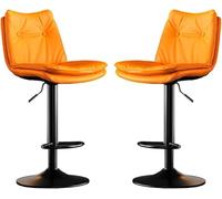 DZYHFCO Lot de 2 tabourets de bar avec dossier et éponge épaisse de 60 à 80 cm, hauteur réglable pour comptoir de pub et cuisine (F, pieds noirs)