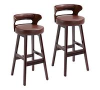 DZYHFCO Lot de 2 tabourets de bar confortables sans accoudoirs, tabourets de bar en cuir synthétique (marron, hauteur : 76 cm)