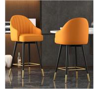 DZYHFCO Lot de 2 tabourets de bar en cuir moderne avec dossier rembourré pour pub bistrot (A, 75 cm)