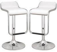 DZYHFCO Lot de 2 tabourets de bar en cuir synthétique avec dossier réglable de 24 à 32 pour banque de cuisine (blanc)