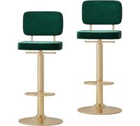 DZYHFCO Lot de 2 tabourets de bar en velours avec dossier rembourré, élévateur mécanique (vert, 65 à 80 cm)