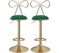DZYHFCO Lot de 2 tabourets de bar en velours pivotant à 360° et siège réglable, chaise haute sans accoudoirs avec repose-pieds, beau (A)