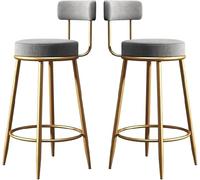 DZYHFCO Lot de 2 tabourets de bar modernes avec repose-pieds et siège arrière pour cuisine (gris)