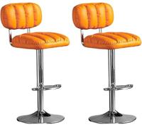 DZYHFCO Lot de 2 tabourets de bar modernes pivotants réglables avec dossier et rembourrage en éponge épaisse, hauteur de comptoir (orange 1)
