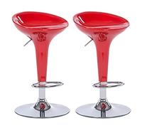 DZYHFCO Lot de 2 tabourets de bar pivotants mi-siècle réglables en hauteur, chaises guitare pour cuisine et maison (rouge)