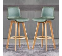 DZYHFCO Lot de 2 tabourets de bar pivotants réglables en cuir synthétique avec pieds en bois pour îlot de cuisine Vert Hauteur 71 cm