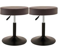 DZYHFCO Lot de 2 tabourets de bar pivotants réglables en hauteur avec siège rond en cuir et pieds chromés (B, 42 à 56 cm)