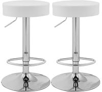 DZYHFCO Lot de 2 tabourets de bar pivotants réglables en hauteur avec siège rond en cuir et pieds chromés (F, 60 à 80 cm)