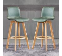 DZYHFCO Lot de 2 tabourets de bar pivotants réglables en similicuir avec pieds en bois - Hauteur : 71 cm - Vert