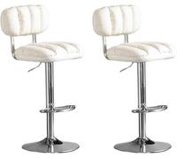 DZYHFCO Lot de 2 tabourets de bar pivotants, réglables, épais, rembourrés, hauteur de comptoir avec dossier haut pour cuisine, îlot de pub, blanc 1
