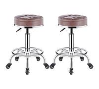 DZYHFCO Lot de 2 tabourets de selle pivotants ergonomiques en similicuir avec vérin à gaz hydraulique à hauteur réglable pour petit déjeuner (C)