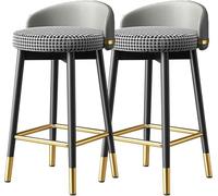 DZYHFCO Lot de 2 tabourets hauts en métal modernes avec pieds et dossier pour bar d'île (B, 55 cm)