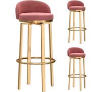 DZYHFCO Lot de 3 tabourets de bar à hauteur de comptoir, pivotants à 360°, rembourrés avec dossiers et pieds en métal, hauteur d'assise 75 cm, bleu (rose, 65 cm)