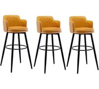 DZYHFCO Lot de 3 tabourets de bar pivotants avec dossier bas, chaises de bar modernes rembourrées (orange, 65 cm)