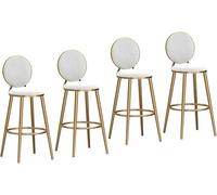 DZYHFCO Lot de 4 chaises rembourrées en velours avec dossier pour cuisine, pub, salle à manger (blanc doré, 65 cm)