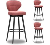 DZYHFCO Lot de 4 tabourets de bar pivotants modernes avec dossier et pieds en métal noir rembourrés en velours (rose, 65 cm)
