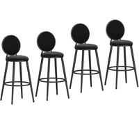 DZYHFCO Lot de 4 tabourets de bar rembourrés en velours avec dossier pour cuisine, pub, salle à manger (noir et noir, 65 cm)
