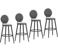 DZYHFCO Lot de 4 tabourets de bar rembourrés en velours avec dossier pour cuisine, pub, salle à manger (noir et gris, 75 cm)