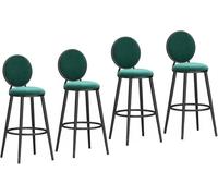 DZYHFCO Lot de 4 tabourets de bar rembourrés en velours avec dossier pour cuisine, pub, salle à manger (noir-vert, 65 cm)
