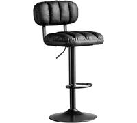 DZYHFCO Tabouret de bar pivotant à 360° avec dossier 62,8 à 82,7 cm réglable en polyuréthane, chaise de bar moderne en métal noir (noir)