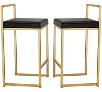 DZYHFCO Tabouret de comptoir carré simple avec dossier bas - Tabouret de bar moderne - Décoration parfaite pour petit déjeuner (noir, 75 cm)