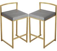 DZYHFCO Tabouret de comptoir carré simple avec dossier bas - Tabouret de bar moderne - Décoration parfaite pour petit déjeuner - Gris - 65 cm